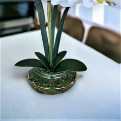 Arranjo de Flor Artificial Orquidea no Cachepot Vidro Ikebana na internet