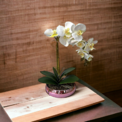 arranjo de flores artificiais orquidea vaso rose espelhado na internet
