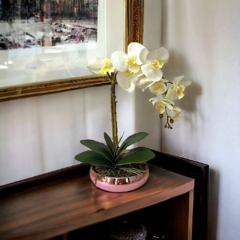 arranjo de flores artificiais orquidea vaso rose espelhado - comprar online