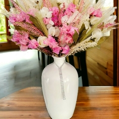 Arranjo de Flores Desidratadas Naturais, 40cm de Altura, Decoração Sustentável com Flores Secas de Qualidade.