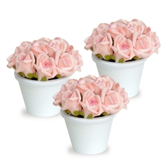 Arranjo de flores artificiais rosas rosa cha Trio - comprar online