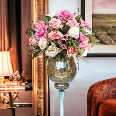 arranjo de flores artificiais rosas provençais na internet