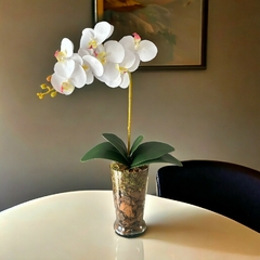arranjo de flores orquídeas artificiais vaso vidro