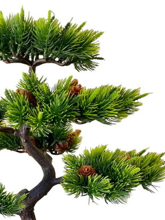 Árvore Artificial Bonsai Pinha com Dimensões de 50cm x 20cm x 30cm: Beleza Natural e Elegância Compacta para sua Decoração.