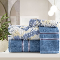Jogo de toalhas Noblesse 4 peças: macias, felpudas e confeccionadas em 100% algodão. A cor lazuli/hera azul traz um toque de serenidade e frescor para o seu banheiro