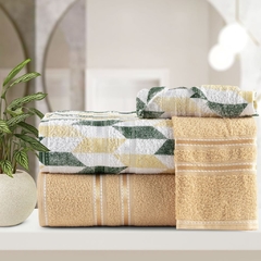 Jogo de toalhas Noblesse 4 peças: macias, felpudas e confeccionadas em 100% algodão. A cor skin/belie verde traz um toque de frescor e harmonia para o seu banheiro.