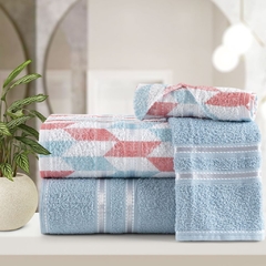 Jogo de toalhas Noblesse 4 peças: macias, felpudas e confeccionadas em 100% algodão. A cor tranquili/bellie branco traz um toque de serenidade e elegância para o seu banheiro.