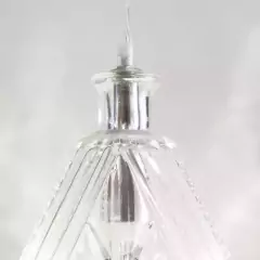 Pendente Cromado Lalique de Vidro Transparente: Elegância e Brilho em sua Iluminação. Potência máxima de 40W, voltagem bivolt. Feito de metal e vidro, cor transparente. Dimensões: 85cm de altura, 20cm de profundidade, 2cm de largura da base.