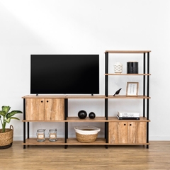 Mueble para TV con 2 módulos cruzados y columna