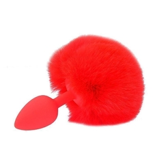 KIT RABO POMPOM COM TIARA DE ORELHAS GRAMPOS DE SEIOS E GARGANTILHA VERMELHO - loja online