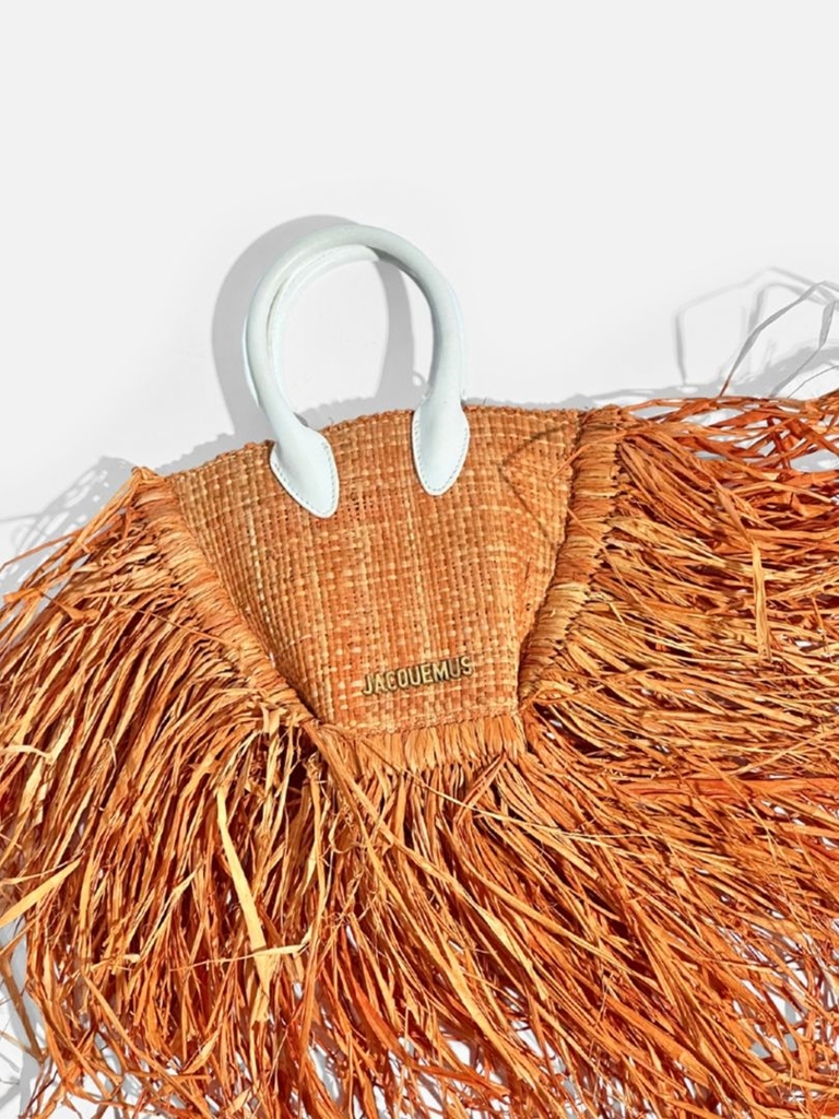 Jacquemus le petit hot sale baci raffia tote