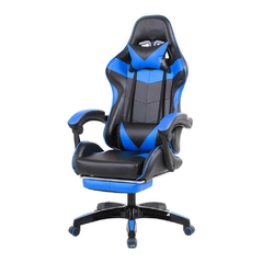 Cadeira Gamer Prizi JX-1039B, até 120 kg, com Almofadas na lombar e pescoço, Azul - comprar online