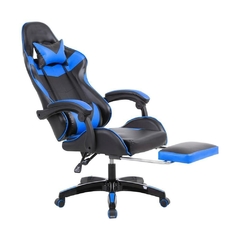 Cadeira Gamer Prizi JX-1039B, até 120 kg, com Almofadas na lombar e pescoço, Azul - PrataCell