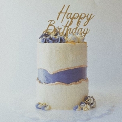 Pastel betún azul + cake topper