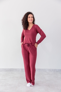 REF 3387 PIJAMA VISCOLYCRA INVERNO DECOTE EM V