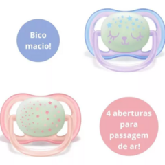 KIT CHUPETA ULTRA AIR NIGHTTIME 0-6 MESES - AVENT BRILHA NO ESCURO na internet