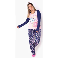 PIJAMA ML VISCO LHAMA SPACE AZUL MARINHO CONF ADL PUKET