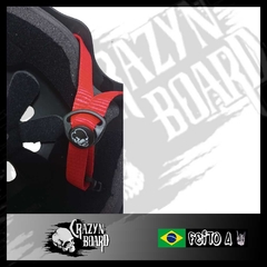 Imagem do Capacete Pró Crazynboard - Preto Fosco com tira vermelha