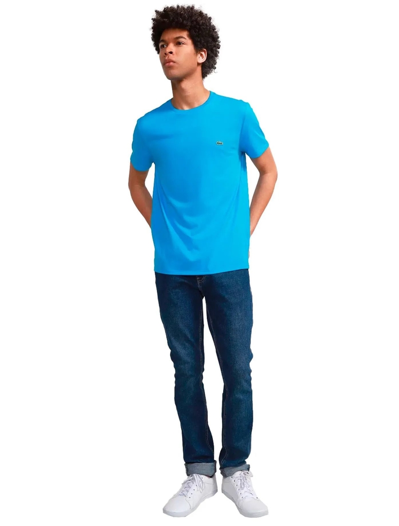 Camiseta Lacoste Masculina Classic Pima Cotton Logo Azul