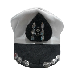 Chapéu de Marinheiro Capitão Branco com Preto Quêpe