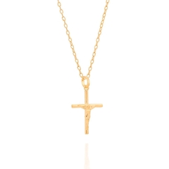 Pingente folheado a ouro cruz com cristo - comprar online