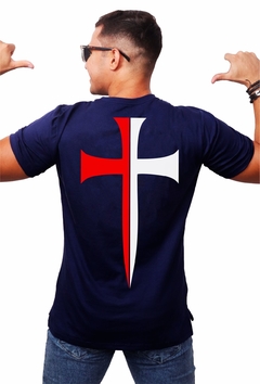 Camisa Azul Marinho Estampa Cruz Templária - comprar online