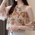 VB10 - BLUSA FEMININA ELEGANTE FLORAL IMPRESSO CHIFFON - comprar online