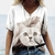 CAMISETA FEMININA ESTAMPADA GATO TOP SEXY MANGA CURTA DECOTE EM V