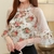 VB10 - BLUSA FEMININA ELEGANTE FLORAL IMPRESSO CHIFFON