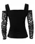 VB26 - BLUSA SEXY TEECONTRAST RENDAS RECORTE TOP ASHION MANGA LONGA - loja online