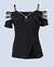 VB08 - BLUSA FEMININA CASUAL DECORAÇÃO COM STRASS ZÍPER