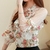 VB10 - BLUSA FEMININA ELEGANTE FLORAL IMPRESSO CHIFFON - loja online