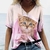 CAMISETA FEMININA ESTAMPADA GATO TOP SEXY MANGA CURTA DECOTE EM V