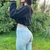 Imagem do CALÇA JEANS FEMININA SKINNY STREETWEAR CINTURA ALTA