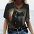 Imagem do CAMISETA FEMININA ESTAMPADA GATO TOP SEXY MANGA CURTA DECOTE EM V