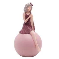 Figura Decorativa Boneca Resina 19cm ROSA - Toko Artesanato e Decorações