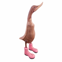 Trio de Patos de Madeira Botas Rosas - comprar online