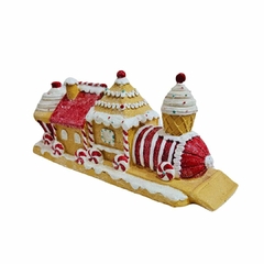 Enfeite Trem Gingerbread Resina 13x30,5cm