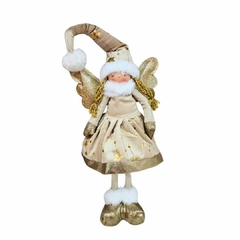 Boneco Natal Fada em Pé (Dourado c/ champagne) 40cm