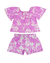 Conjunto Infantil Floral Blusa e Short em Meia Malha