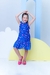 Vestido Infantil Meninas Bailalinda Azul Estampado Gatinhos - loja online