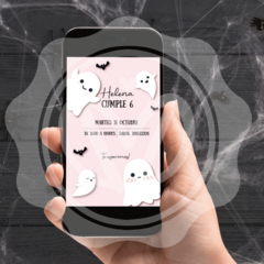 Invitación virtual Halloween Rosa