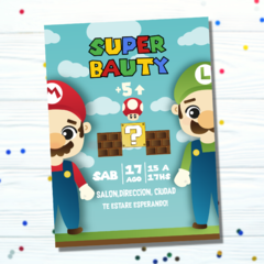 Invitación de cumpleaños Mario bros