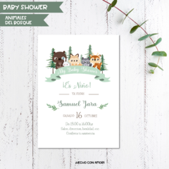 Invitación Baby Shower Animalitos del bosque - comprar online