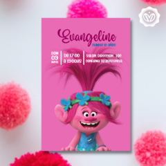 Invitación de cumpleaños Trolls - poppy