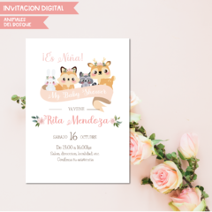 Invitación Animalitos del bosque para nena - comprar online