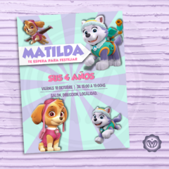 Invitacion Digital Skye y Everest de paw patrol