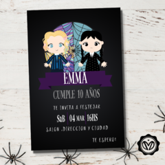 Invitacion cumpleños Merlina y Enid - comprar online