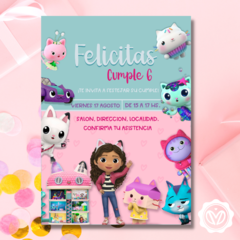 Invitación Virtual La casa de muñecas de Gabby