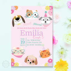 Invitacion Mascotas Gatitos y Perritos